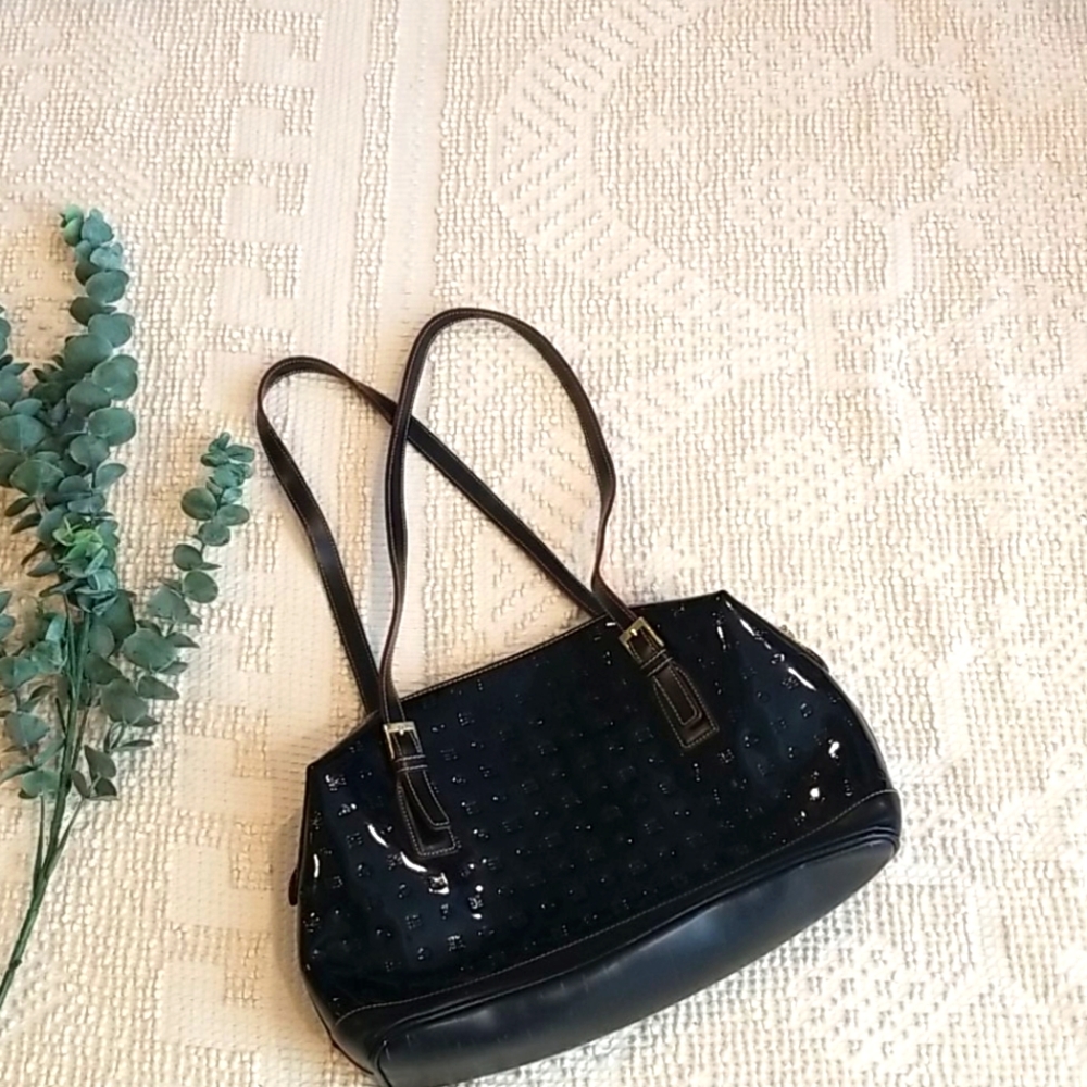 ARCADIA Made in Italy Embossed, Patent Leather Shoulder Bag Purse